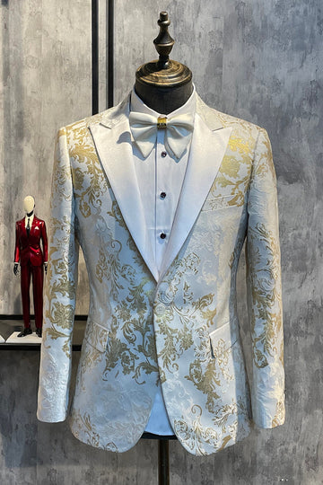 Champagne Peak Lapel paljetter Prom Blazer for menn